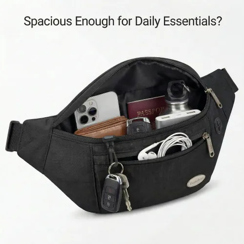 Miniatura 7 de Entchin Riñonera para mujeres y hombres, bolsa cruzada con 4 bolsillos con cremallera, bolsa de cintura ajustable, uno de los regalos esenciales