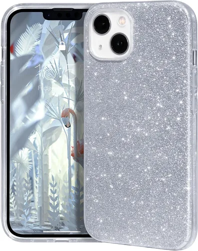 Miniatura 10 de MATEPROX Funda compatible con iPhone 13 Mini, fundas protectoras Bling Sparkle para niñas y mujeres, diseño de Navidad (rojo)