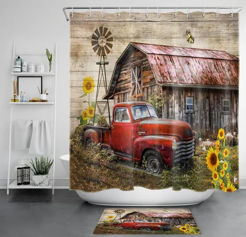 Miniatura 10 de LB Cortina de ducha de otoño para baño, divertido gato negro con fantasma en la bañera en el bosque de otoño, cortina de ducha de tela de cosecha