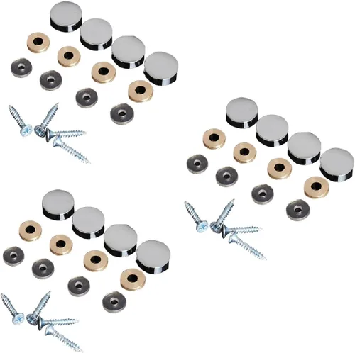 12 tornillos de espejo de cobre puro decorativo de 0.472 in de diámetro para tornillos de espejo plano para carteles publicitarios (color brillante)