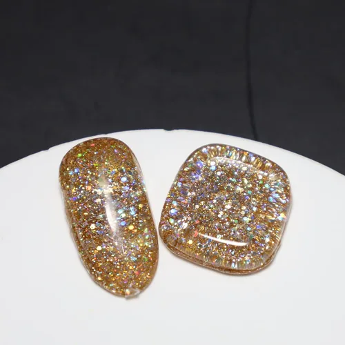 Miniatura 3 de FZANEST Esmalte de uñas en gel con purpurina LED UV, color brillante removible, arte de uñas (oro diamante claro)