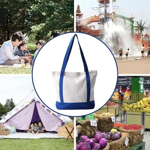 Miniatura 6 de Bolsa de lona con cremallera, 16.5 x 14 x 5 pulgadas, bolsa de lona en blanco lisa resistente, 3 bolsas reutilizables con cremallera, bolsas de tela
