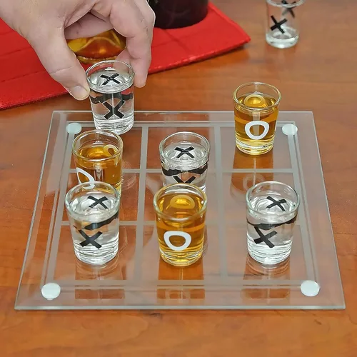 Miniatura 5 de Fairly Odd Novelties Shot Glass Tic Tac Toe Juego - Diseño elegante para beber divertido, perfecto para fiestas, parejas y estrategia, tablero