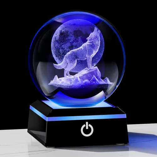 Miniatura 16 de Qianwei Lámpara de Medusa para Mujeres Bola de Cristal 3D 3.14'' - 80mm Láser Medusa Decoración de Vidrio Animales Lámpara Nocturna Regalos Figuras