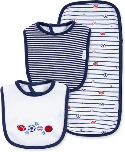 Miniatura 9 de Little Me Clothes for Baby Boys’ and Girls’ 2 Bibs and 1 Burp Cloth Set, Soft Cotton Feeding Essentials with Velcro Closures