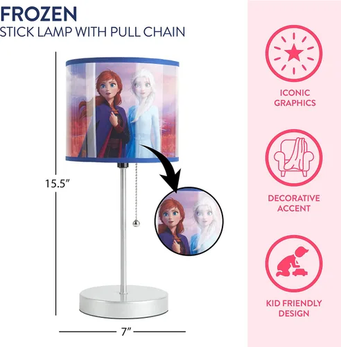 Miniatura 2 de Lámpara de mesa para niños Frozen 2 con cadena de tracción, metal, pantalla decorativa impresa temática