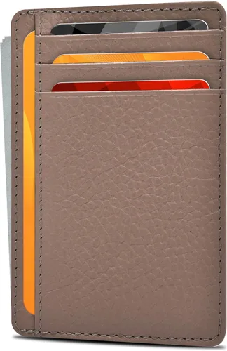 Carteras de cuero Oak Leathers, delgadas y minimalistas con bloqueo RFID, tarjetero de bolsillo frontal para hombres y mujeres, Desnudo/