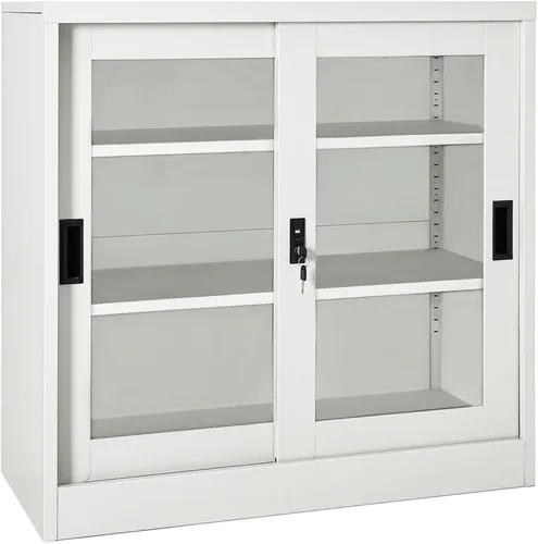 Miniatura 30 de Archivador de metal de 2 cajones, archivador de acero para oficina con cerradura para el hogar y la oficina, 35.4 x 18.1 x 28.5 pulgadas (blanco)