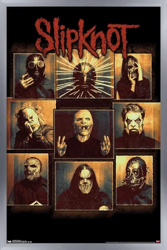Miniatura 12 de Slipknot - Póster de pared a prueba de balas, 22.4 pulgadas de largo x 14.7 pulgadas, versión enmarcada en madera de granero