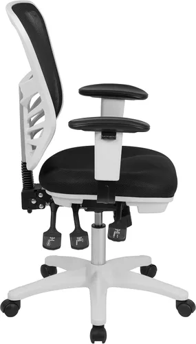 Miniatura 6 de Flash Furniture Nicholas Silla Giratoria de Respaldo Medio para Oficina y Videojuegos, Silla de Oficina Ergonómica de Malla con Soporte Lumbar Malla
