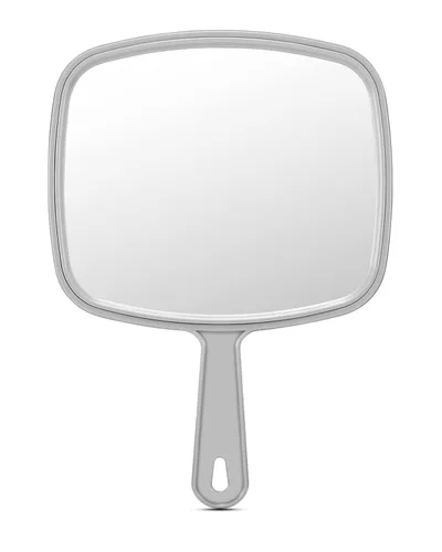 PROTECLE Espejo de mano extra grande, espejo de mano para salón de peluquería con mango (gris cuadrado 9" x 12.4")