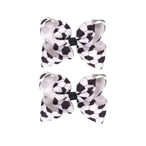 Miniatura 3 de Pinzas para el pelo de fútbol, cinta de fútbol, accesorios para el cabello para niñas, pinzas para el cabello de fútbol, 2 unidades, color negro