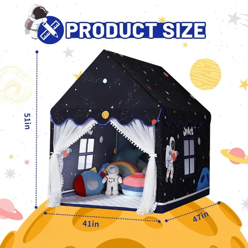Miniatura 6 de Wilwolfer Space - Tienda de campaña para niños en interior: con paspartú, tienda de campaña para niños, juguetes espaciales, decoraciones