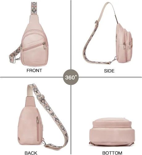 Miniatura 56 de Telena Bolso bandolera para mujer, bolso cruzado para mujer, cangurera de cuero vegano con correa ajustable