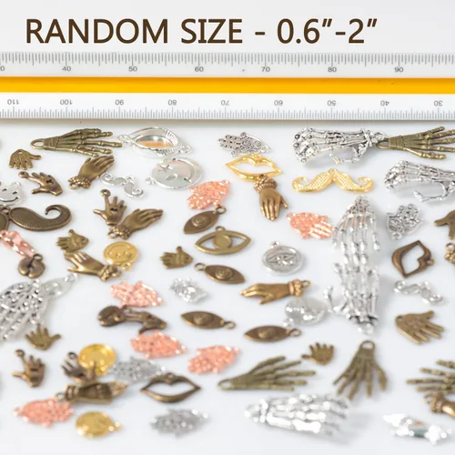 Miniatura 4 de stino 100 G Mixed Style Metal Charms for Jewelry Making, Bulk Silver & Gold Plated, for Bracelet, Necklace, Earrings DIY Crafts