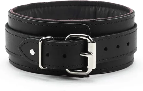 Miniatura 2 de Madison Collar Latigo Leather Lambskin O-Ring Handmade Padded Leather Collar