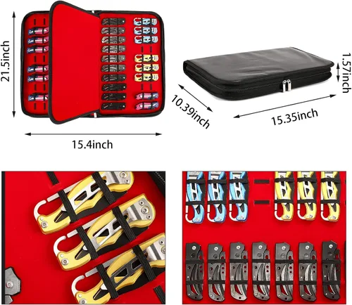 Miniatura 4 de Estuche de exhibición de cuchillos, estuche de cuchillos para 40 cuchillos de bolsillo, caja de almacenamiento de cuchillos de mariposa, soporte