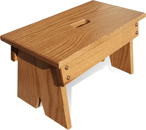 Peaceful Classics Amish Taburete hecho a mano para niños, baño, dormitorio, sala de estar o cocina para adultos, taburete multiusos hecho de roble