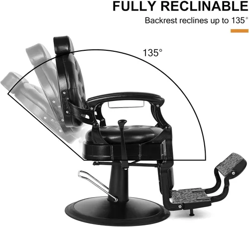 Miniatura 6 de Artist hand Silla de peluquero retro Sillas de peluquería de alta resistencia Silla de salón vintage Silla reclinable hidráulica Silla reclinable