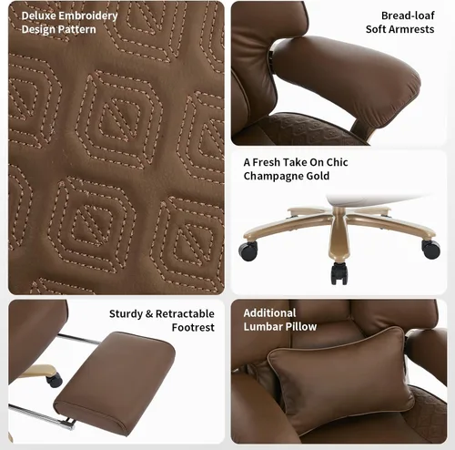 Miniatura 6 de EXCEBET Silla de oficina ejecutiva grande y alta con reposapiés, capacidad de 400 libras, silla de oficina ergonómica de respaldo alto con soporte