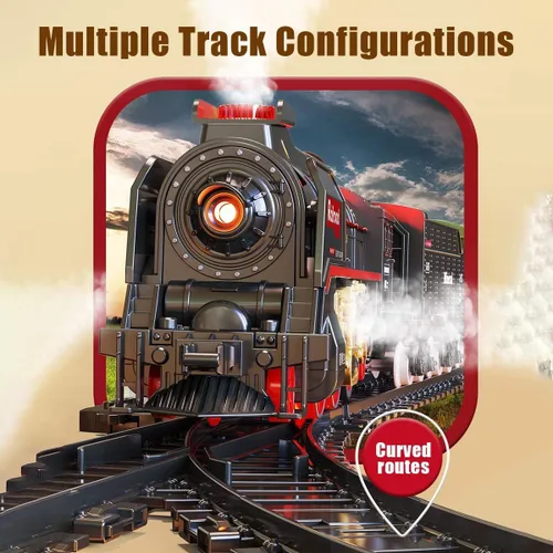 Miniatura 5 de Tren de Navidad eléctrico RC modelo con carro y pista larga, (modelo 62904B/versión de control remoto)