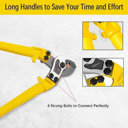 Miniatura 4 de AUPREX Cortador de cable resistente de 18 pulgadas con mango largo, cortador de cable de acero al carbono endurecido para cable de aluminio, alambre