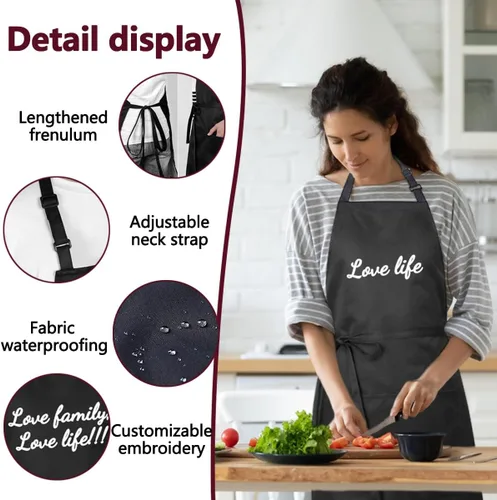 Miniatura 3 de Ulico Delantal de chef personalizado con nombre bordado, delantales personalizados para hombres y mujeres, delantal personalizado, sombrero