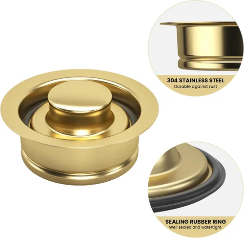 Miniatura 3 de Brida de eliminación de basura para fregadero de cocina, tapón de fregadero de acero inoxidable de 3-1/2 pulgadas, apertura de drenaje estándar