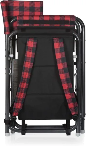 Miniatura 5 de Picnic TIME Silla de directores al aire libre con mesa auxiliar, silla de playa para adultos, silla de camping con mesa Patrón de cuadros de búfalo