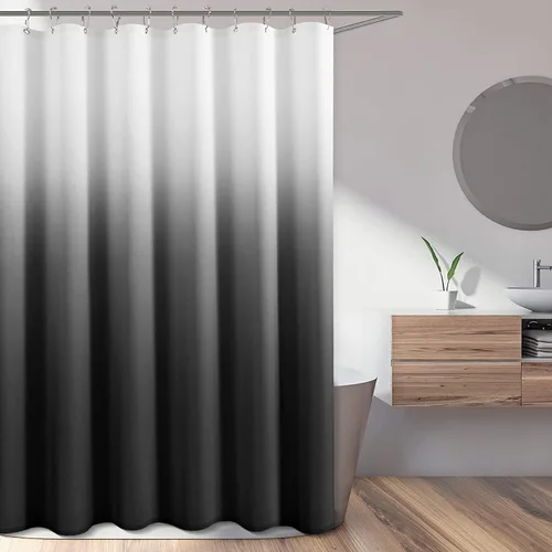 Miniatura 7 de Cortina de ducha para compartimento pequeño negra para hombres, 36 pulgadas de ancho, juego de cortinas de baño gris, cortinas geométricas estrechas