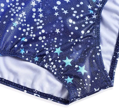 Miniatura 6 de Belovance Leotardos para niñas, gimnasia, ballet, baile, manga larga, brillante, sirena, mariposa, azul, rosa, Azul, verde