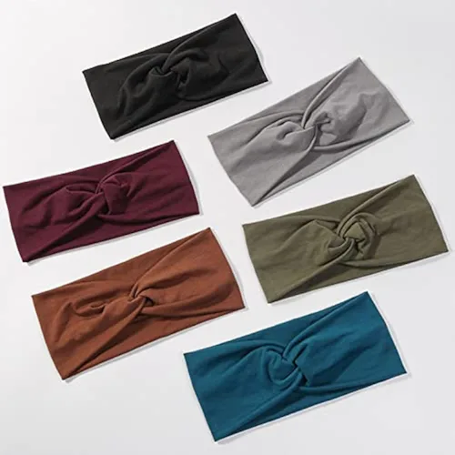 Miniatura 16 de Artilady Paquete de 12 diademas bohemias para mujer, bandas elásticas suaves para yoga para niñas, entrenamiento, correr, deporte, envoltura