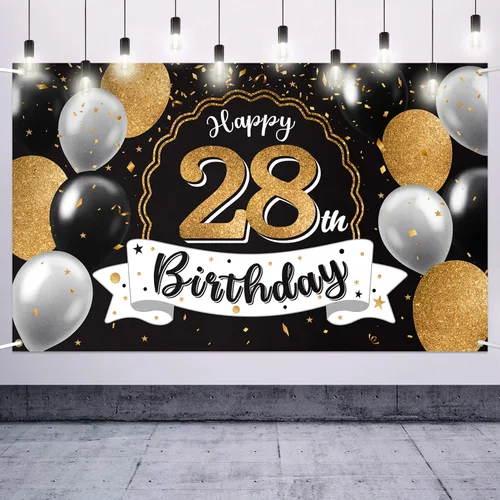 Miniatura 14 de Decoración de feliz cumpleaños número 100, globo negro y dorado número 100, cartel de fondo grande de cumpleaños – Decoración de fiesta