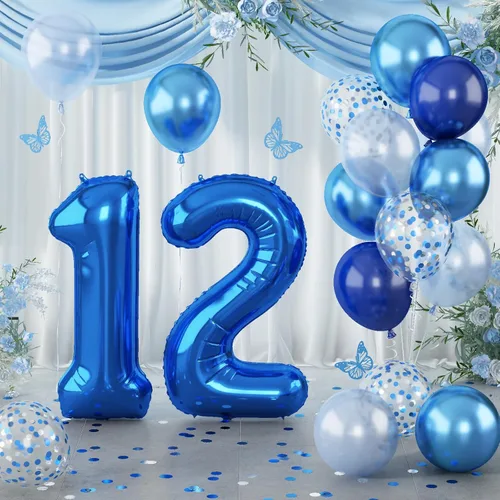 Miniatura 20 de Globos morado pastel de número 12, 40 pulgadas, globos gigantes de aluminio, de mylar, número 1 y 2, para niñas de 12 años, globos lilas
