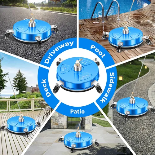 Miniatura 7 de PWS14B - Limpiador de superficies de hidrolavadora de 14 pulgadas con 4 ruedas, limpiador de superficies de acero inoxidable azul recubierto