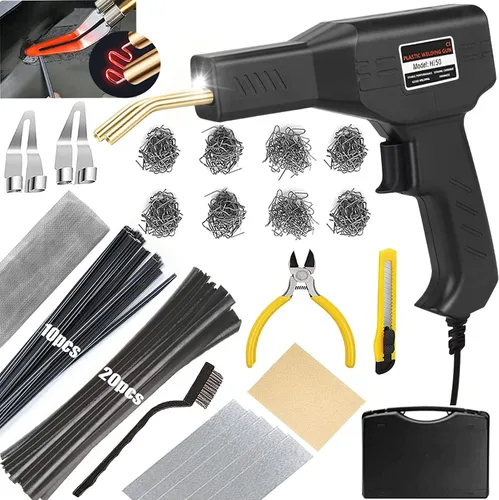 Miniatura 12 de Soldador de plástico, kit de reparación de soldadura de plástico 2 en 1 con 1000 grapas calientes, 4 varillas de soldadura de plástico, cuchillo