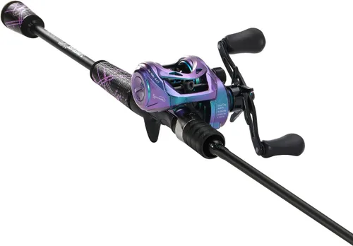 One Bass Combo de Caña de Pescar y Carrete, Carrete de Pesca Colorido, Caña de Pescar Giratoria y de Cebo con Mango de SuperPolímero