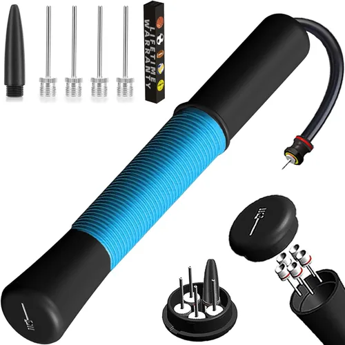 Miniatura 12 de Bomba de pelota con almacenamiento de agujas (nunca pierdas el pin), bomba de baloncesto con 5 agujas y cable extensible, bombas de fútbol, bomba