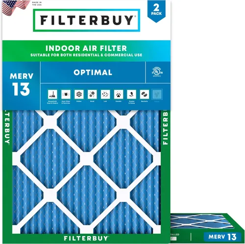 Filterbuy Filtro de aire MERV 13 de 8 x 14 x 1 pulgadas, protección óptima contra el humo y la alergia (paquete de 2), filtros electrostáticos