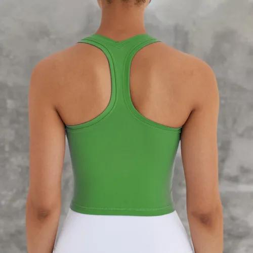 Miniatura 5 de Camiseta corta sin mangas con espalda cruzada para mujer, para correr, entrenamiento, yoga