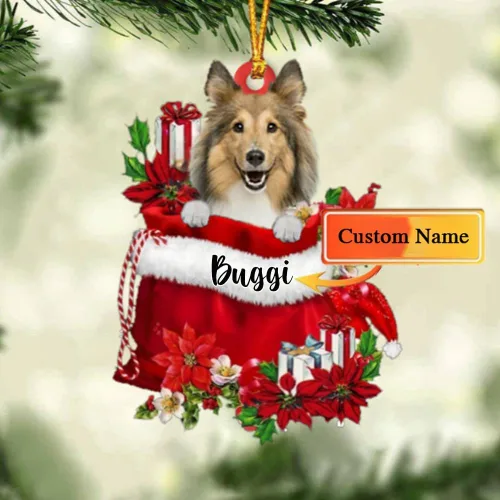 Miniatura 71 de Perro Akita Inu personalizado en bolsa de regalo, adorno de Navidad, nombre personalizado, regalo para amantes de los perros, familia, Navidad
