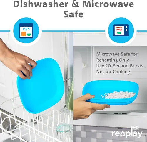 Miniatura 6 de Re-Play Platos para niños pequeños, platos planos de pared profunda de 22 onzas, aptos para lavavajillas y microondas, fabricados en Estados Unidos