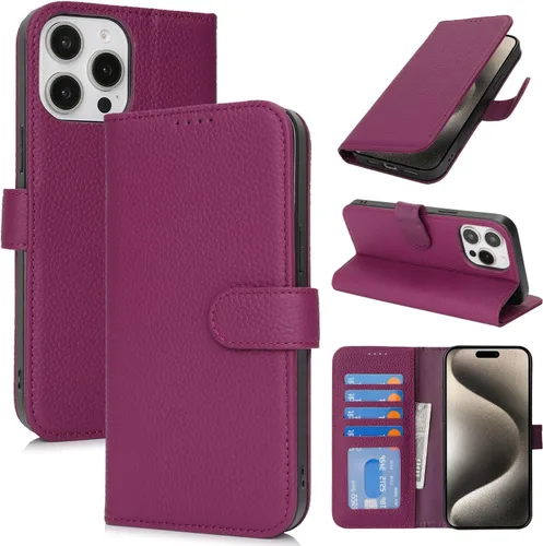 Miniatura 154 de Zouzt Funda para iPhone 11 de 6.1 pulgadas de piel auténtica con 4 ranuras para tarjetas, tarjetero con bloqueo RFID, tapa magnética, función atril