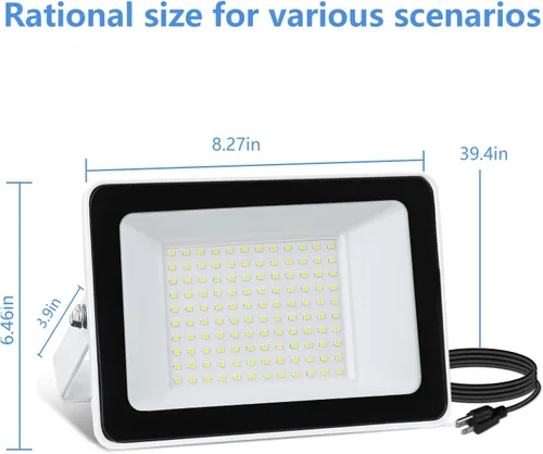 Miniatura 5 de UFOND Luces de inundación LED de 10000 lúmenes, reflectores impermeables de 100 W, ángulo de iluminación ajustable, luz portátil con enchufe