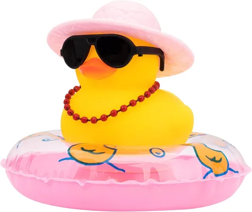 Miniatura 8 de Wonuu Adornos de Pato de Goma para Automóvil, Adornos de Tablero de Automóvil, Accesorios de Adornos de Tablero con Sombrero de Vaquero del Oeste