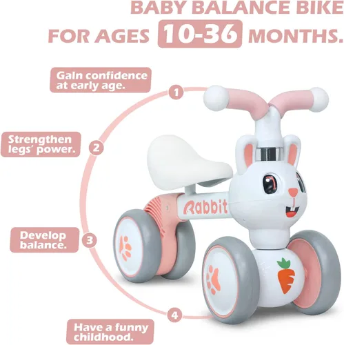 Miniatura 3 de YGJT Juguetes de bicicleta de equilibrio para bebés para niñas de 1 año, regalos de primer cumpleaños para niños de 10 a 36 meses, sin pedal, 4