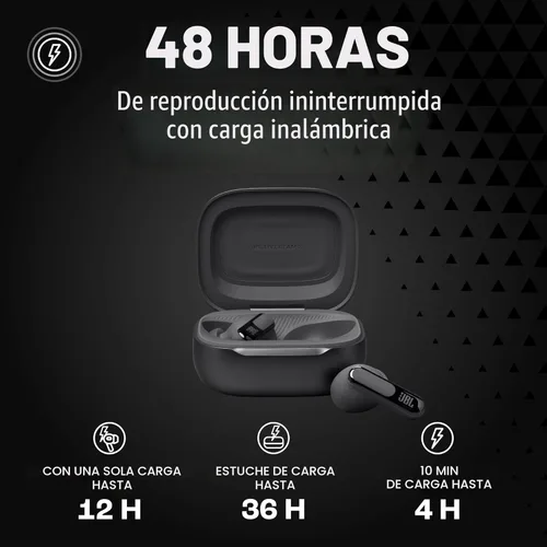 Miniatura 4 de JBL Live Beam 3 - Auriculares True Wireless con cancelación de ruido tipo báculo cerrados, 48 horas totales de reproducción, carga inalámbrica, 6