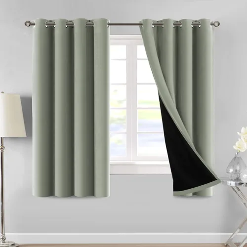 Miniatura 25 de MeilleMaison Paneles de cortina 100 % opacas para ventana de dormitorio, bloqueo de luz completa, de 84 pulgadas de largo, con aislamiento térmico
