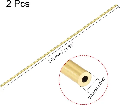 Miniatura 2 de uxcell Tubo redondo de latón, 11.811 in de longitud de 0.079 in de diámetro exterior de 0.020 in de grosor de pared, tubo recto sin costuras, 2