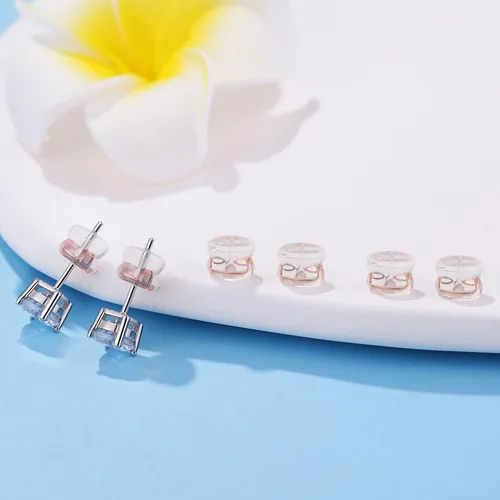 Miniatura 4 de Respaldos de Aretes de Oro de 18K con Cierre Seguro para Pendientes, Respaldos de Silicona de Repuesto para Pendientes/Orejas Caídas, Respaldos